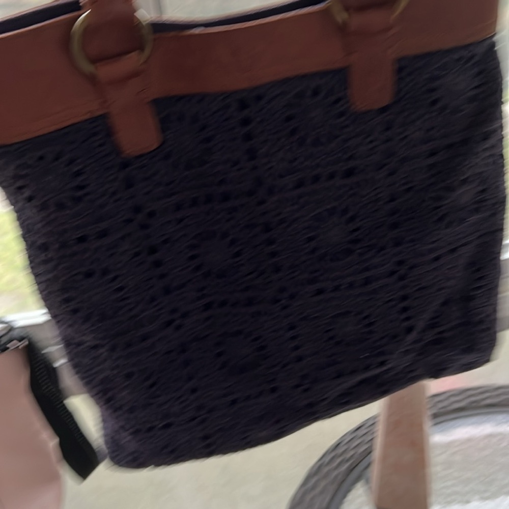 Lucky Brand crocheted and leather bag